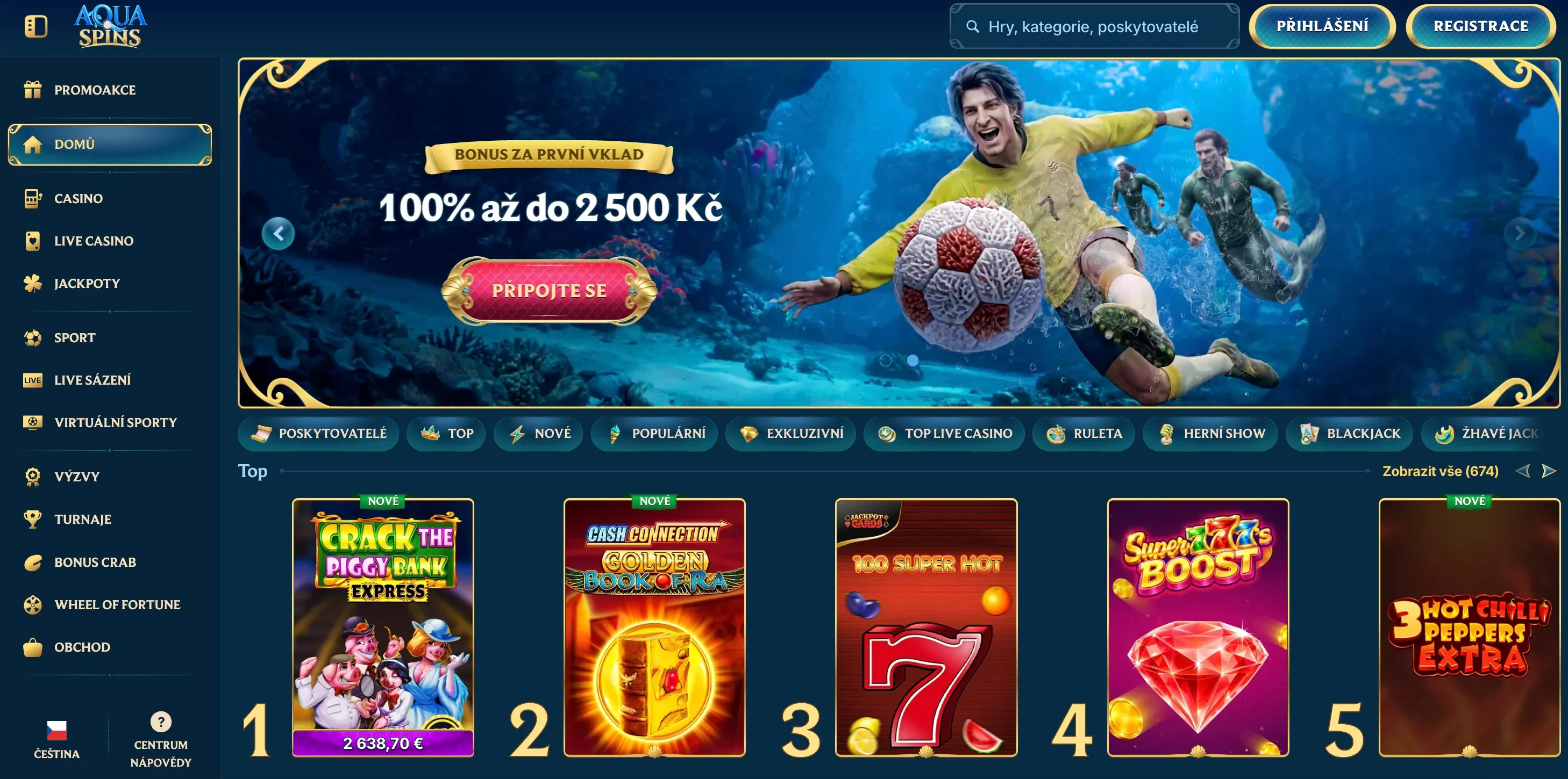Oficiální stránky AquaSpins casino